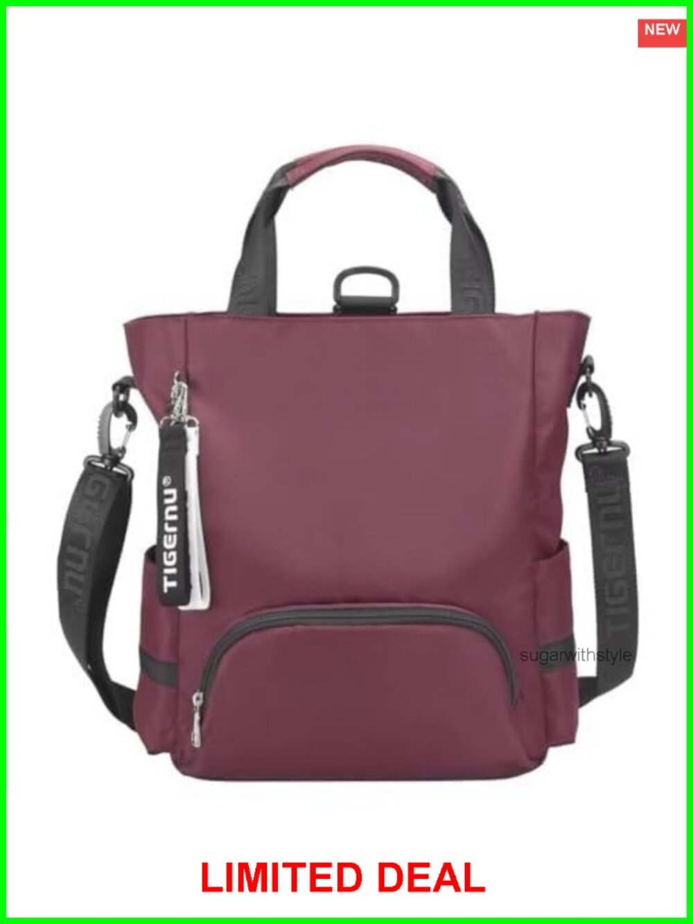 Multipurpose Nylon Tote Backpack Water Resistant Convertible Crossbody Shoulder